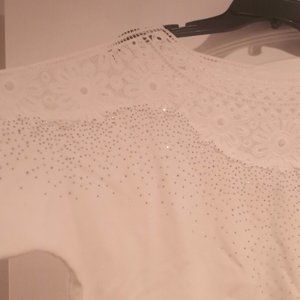 White Sparkly & Pattern Luna Brand Top Medium